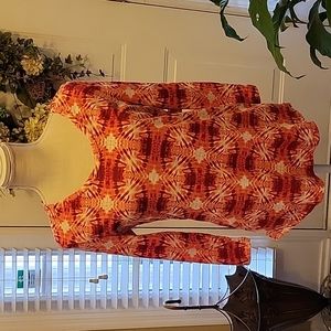 New Directions Weekend red coral white tie dye 3/4 slv cotton scoop neck M NEW…